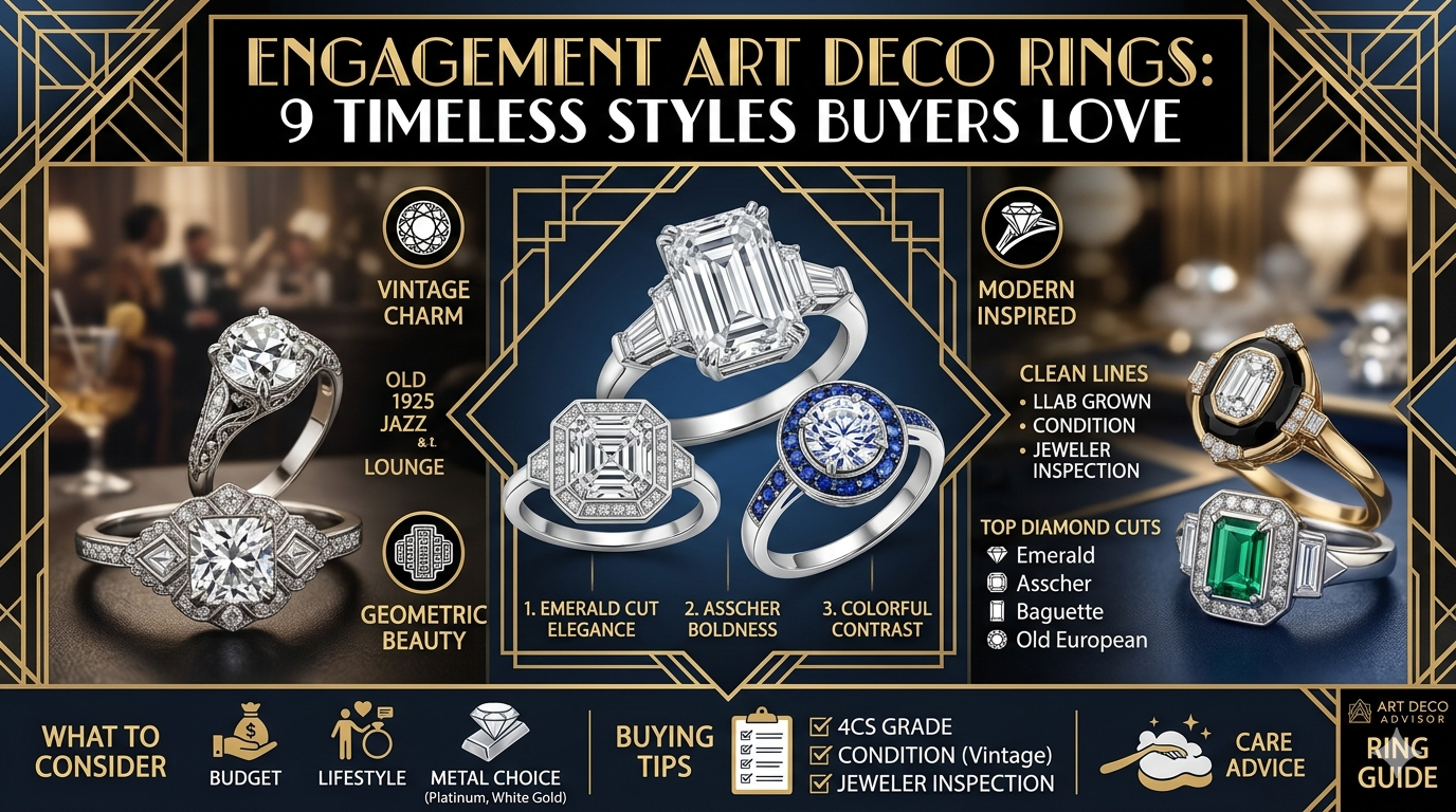 Engagement Art Deco Rings: 9 Timeless Styles Buyers Love