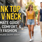 The outfits include a woman in a V Neck Halter Top with light-wash jeans, a woman in a satin cream halter top with tailored beige trousers, and a woman in a green halter top with a tiered white maxi skirt.