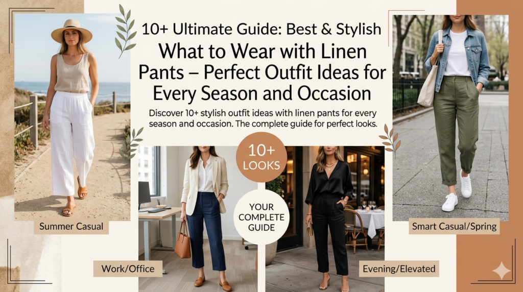 Best & stylish what to wear with linen pants outfit ideas including seasonal looks, casual tops, and trendy fashion combinations for every occasion.