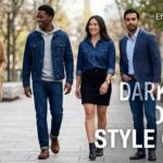 Dark Blue Denim fabric with rich deep color texture