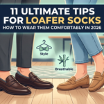 Loafer socks pehne hue mard aur aurat ke paon, unke loafers aur comfortable fitting