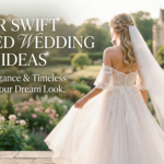 Taylor Swift wedding dress ideas featuring elegant romantic bridal styles including lace gowns, satin dresses, and fairytale-inspired wedding dresses.