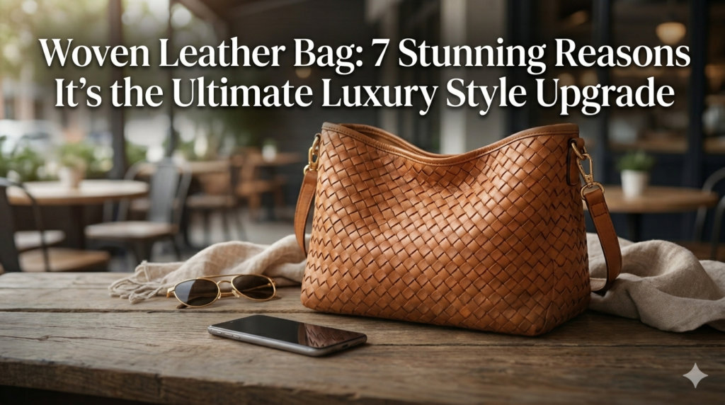 Woven Leather Bag with Stylish Handmade Design
