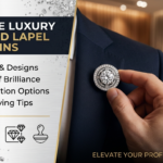 Diamond lapel pin with a polished silver finish for formal suits and business attire.